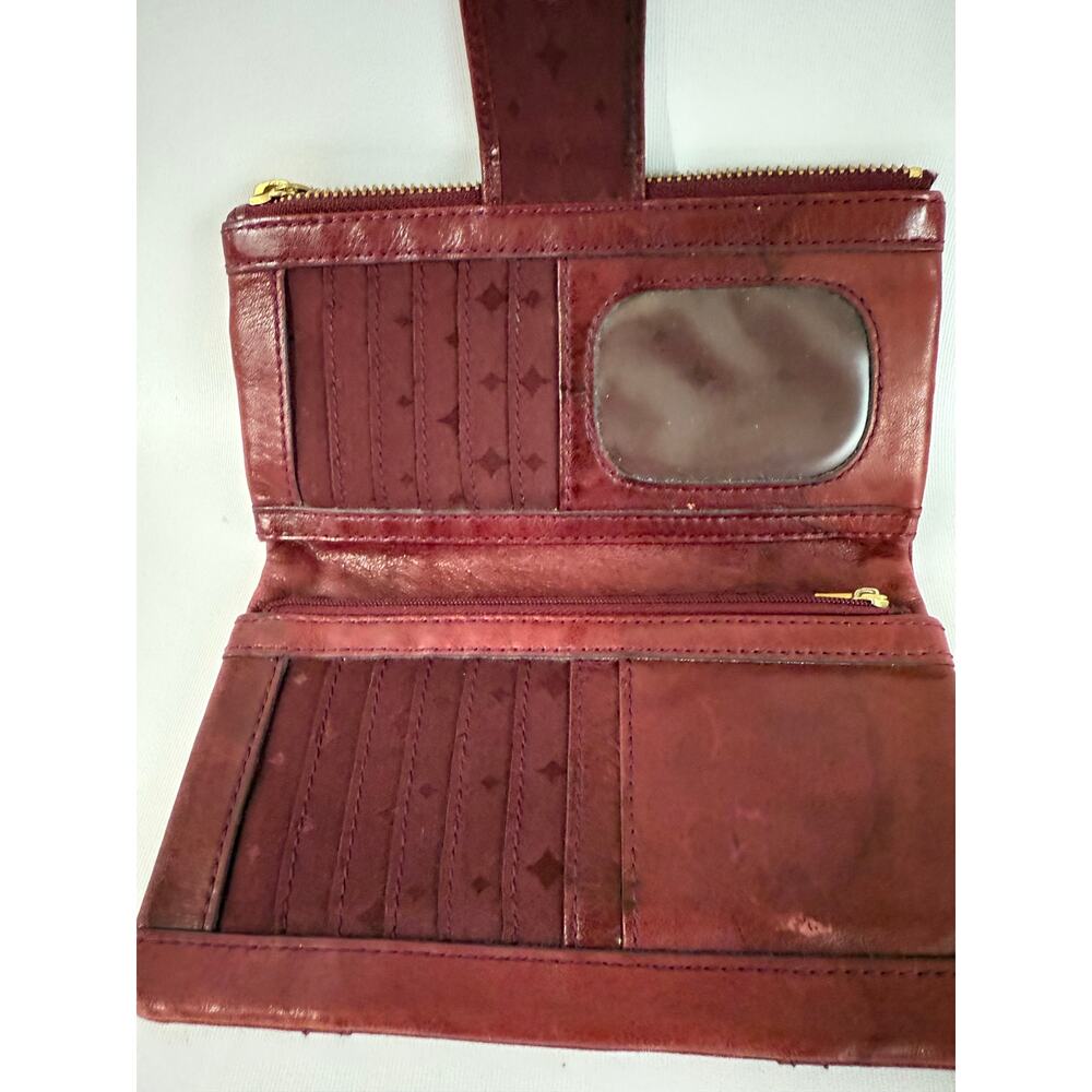 Vintage Fossil Emory Red Lamb Leather Wallet Clutch Envelope Zipper Multi-Pocket - Picture 4 of 6